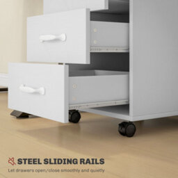 Homcom File Cabinet With 3 Drawers, Under Desk Mobile Filing Cabinet White - thumbnail 6