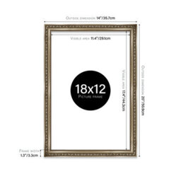 18X12 Gunmetal  Ornate Picture Frame (45.7 X 30.5Cm) Poster, Photo, Artwork, Gallery Wall Or Print - thumbnail 2