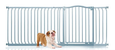 Bettacare Curved Top Dog Gate, 189Cm - 198Cm, Matt Grey, Pressure Fit Pet Gate For Dog And Puppy, Pet And Dog Barrier - image 1