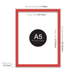A5 Red Picture Frame Fits A5 (14.8 X 21Cm - 5.8 X 8.3In) Poster, Photo, Artwork, Or Print. - thumbnail 2