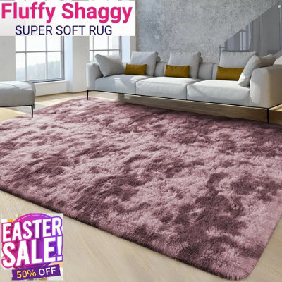 Ameha Soft Shaggy Rug Fluffy Tye Dye Pink Rug Bedroom Indoor/outdoor Carpets-120X170 Cm - image 1