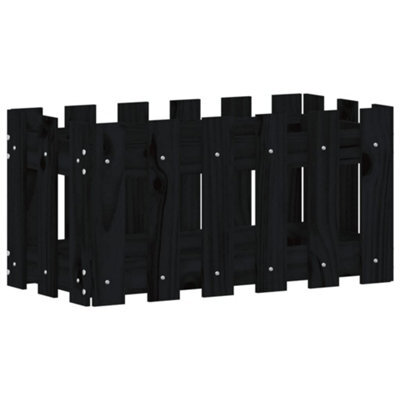 Berkfield Versatile Garden Planter With Fence Design Black 60X30X30 Cm Solid Wood Pine - image 1