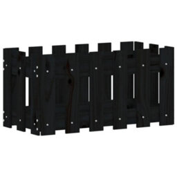 Berkfield Versatile Garden Planter With Fence Design Black 60X30X30 Cm Solid Wood Pine - thumbnail 4