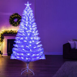 Christmas Tree World The 6Ft/180Cm White Blue Ripple Effect Fibre Optic Tree - thumbnail 2