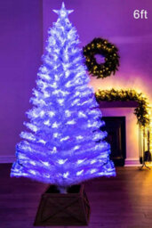 Christmas Tree World The 6Ft/180Cm White Blue Ripple Effect Fibre Optic Tree