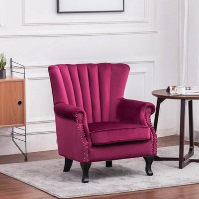 Burgundy Occasional Lounge Armchair Sofa Fireside Chair - image 1