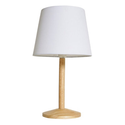 Valuelights Triston Single Stem Natural Light Wood Table Lamp With White Drum Shade - image 1