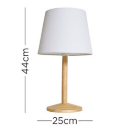 Valuelights Triston Single Stem Natural Light Wood Table Lamp With White Drum Shade - thumbnail 5
