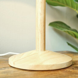Valuelights Triston Single Stem Natural Light Wood Table Lamp With White Drum Shade - thumbnail 4