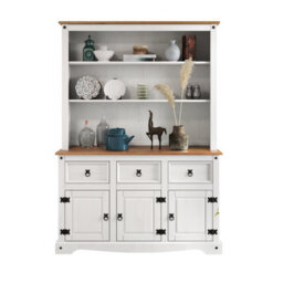 Mercers Furniture Corona White 3 Door Welsh Dresser Buffet Hutch Sideboard Cabinet Solid Wood Mexican Pine Wooden - thumbnail 3