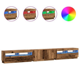 Berkfield Durable Tv Cabinet With Led Lights Old Wood 300X35X40 Cm Engineered Wood - thumbnail 1