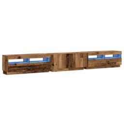 Berkfield Durable Tv Cabinet With Led Lights Old Wood 300X35X40 Cm Engineered Wood - thumbnail 3