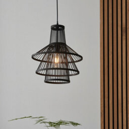 Luminosa Lighting Luminosa Minato Single Pendant Ceiling Lamp, Dark Bamboo, Matt Black - thumbnail 5