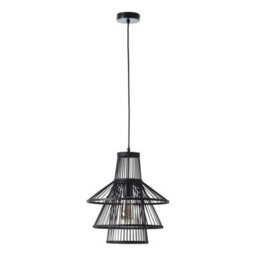 Luminosa Lighting Luminosa Minato Single Pendant Ceiling Lamp, Dark Bamboo, Matt Black - thumbnail 6