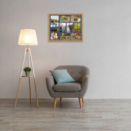 AK Frames 20X16 Light Oak Modern Multi Photo Frame With Blue Mount - Holds 9 Apertures (2X) 7X5, (7X) 6X4 Photos - thumbnail 3