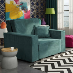 Single Sofa Bed With Bedding Storage Viva Star I Green Poso Fabric Pull Out Seat Wooden Frame Freestanding Modern Living Room
