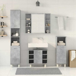 Berkfield 4 Piece Bathroom Furniture Set Concrete Grey Engineered Wood - thumbnail 3