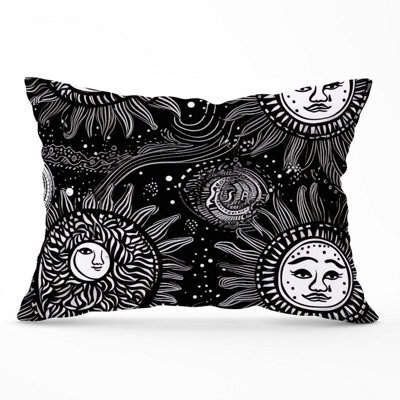 Warren Reed Designer Moon And Sun White Black Cushions 33Cm X 48Cm