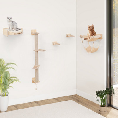 Shelves 5Pcs Wall-Mounted Cat Tree Tower Furniture Set Natural Cat Wall - image 1