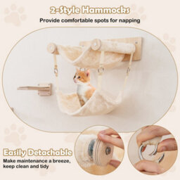 Shelves 5Pcs Wall-Mounted Cat Tree Tower Furniture Set Natural Cat Wall - thumbnail 4