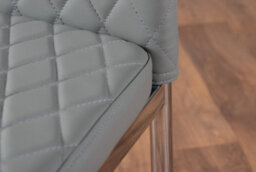 Furniturebox Uk Santorini Brown Wood Effect Round Dining Table & 6 Grey Milan Chrome Leg Chairs - thumbnail 9