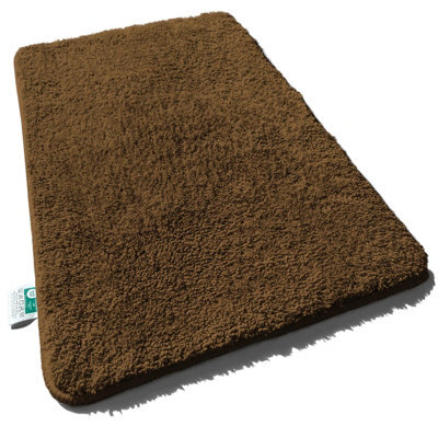 Floordirekt Sky Microfibre Bath Mat Soft 30mm Pile Non Slip Washable Bathroom Rug Brown 95 X 95 X 2 Cm - image 1