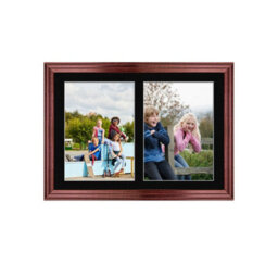 AK Frames 20X14 Rose Wood Classic Multi Photo Frame With Black Mount - Holds 2 Apertures (2X) A4 Photos - thumbnail 1