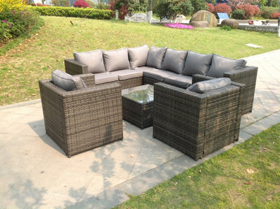 Fimous 8 Seater Rattan Sofa Set Coffee Table Chair Garden Furniture Outdoor - image 1