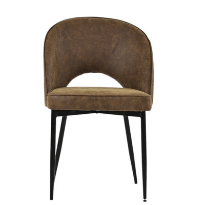 Lakeland Furniture Flair Aged Brown Faux Leather Black Leg Dining Chair - image 1