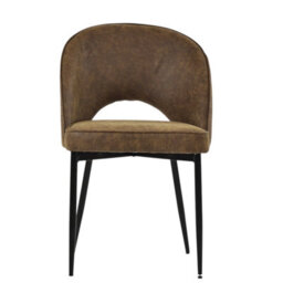 Lakeland Furniture Flair Aged Brown Faux Leather Black Leg Dining Chair - thumbnail 1