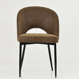 Lakeland Furniture Flair Aged Brown Faux Leather Black Leg Dining Chair - thumbnail 2