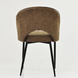 Lakeland Furniture Flair Aged Brown Faux Leather Black Leg Dining Chair - thumbnail 5