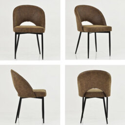 Lakeland Furniture Flair Aged Brown Faux Leather Black Leg Dining Chair - thumbnail 6