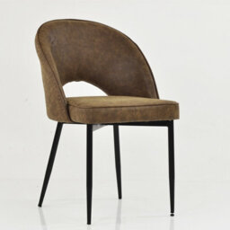 Lakeland Furniture Flair Aged Brown Faux Leather Black Leg Dining Chair - thumbnail 3