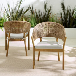 Furniturebox Lanai Rattan Garden Table & Chairs, 4 Seater Garden Dining Set,  Outdoor Table & Chairs, Rattan & Wooden Patio Set - thumbnail 6