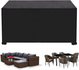 Black Waterproof Protective Cover For Garden Furniture, 213 132 74Cm, Table And Chairs - thumbnail 1