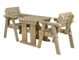Arbor Garden Solutions Hazels Companion Table And Chairs Set, Wooden Outdoor Dining Set (Natural Finish) - thumbnail 5