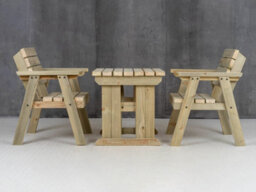 Arbor Garden Solutions Hazels Companion Table And Chairs Set, Wooden Outdoor Dining Set (Natural Finish) - thumbnail 2