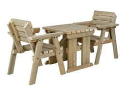 Arbor Garden Solutions Hazels Companion Table And Chairs Set, Wooden Outdoor Dining Set (Natural Finish) - thumbnail 1