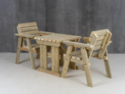 Arbor Garden Solutions Hazels Companion Table And Chairs Set, Wooden Outdoor Dining Set (Natural Finish) - thumbnail 4