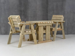 Arbor Garden Solutions Hazels Companion Table And Chairs Set, Wooden Outdoor Dining Set (Natural Finish) - thumbnail 3