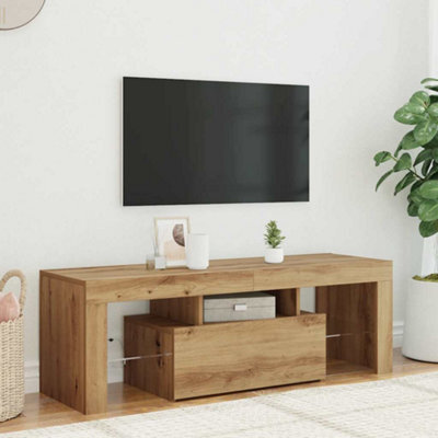 Walplus Tv Cabinet With Led Lights Artisan Oak 120X36.5X40 Cm Engineered Wood - image 1