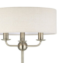 First Choice Lighting Chippenham - Antique Brass 150Cm Floor Lamp With Natural Linen Shade - thumbnail 3
