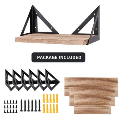3 X Metal Wood Floating Wall Shelf Storage Rack - image 1