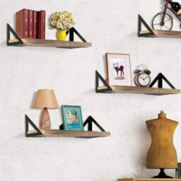 3 X Metal Wood Floating Wall Shelf Storage Rack - thumbnail 4