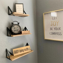 3 X Metal Wood Floating Wall Shelf Storage Rack - thumbnail 5