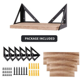 3 X Metal Wood Floating Wall Shelf Storage Rack - thumbnail 1