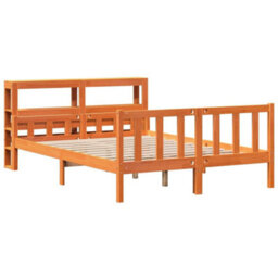 Berkfield Bed Frame With Headboard Without Mattress Wax Brown 150X200 Cm King Size - thumbnail 3