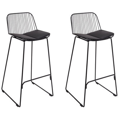 Beliani Set Of 2 Bar Chairs Pensacola Metal Black - image 1