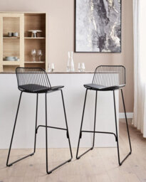 Beliani Set Of 2 Bar Chairs Pensacola Metal Black - thumbnail 2